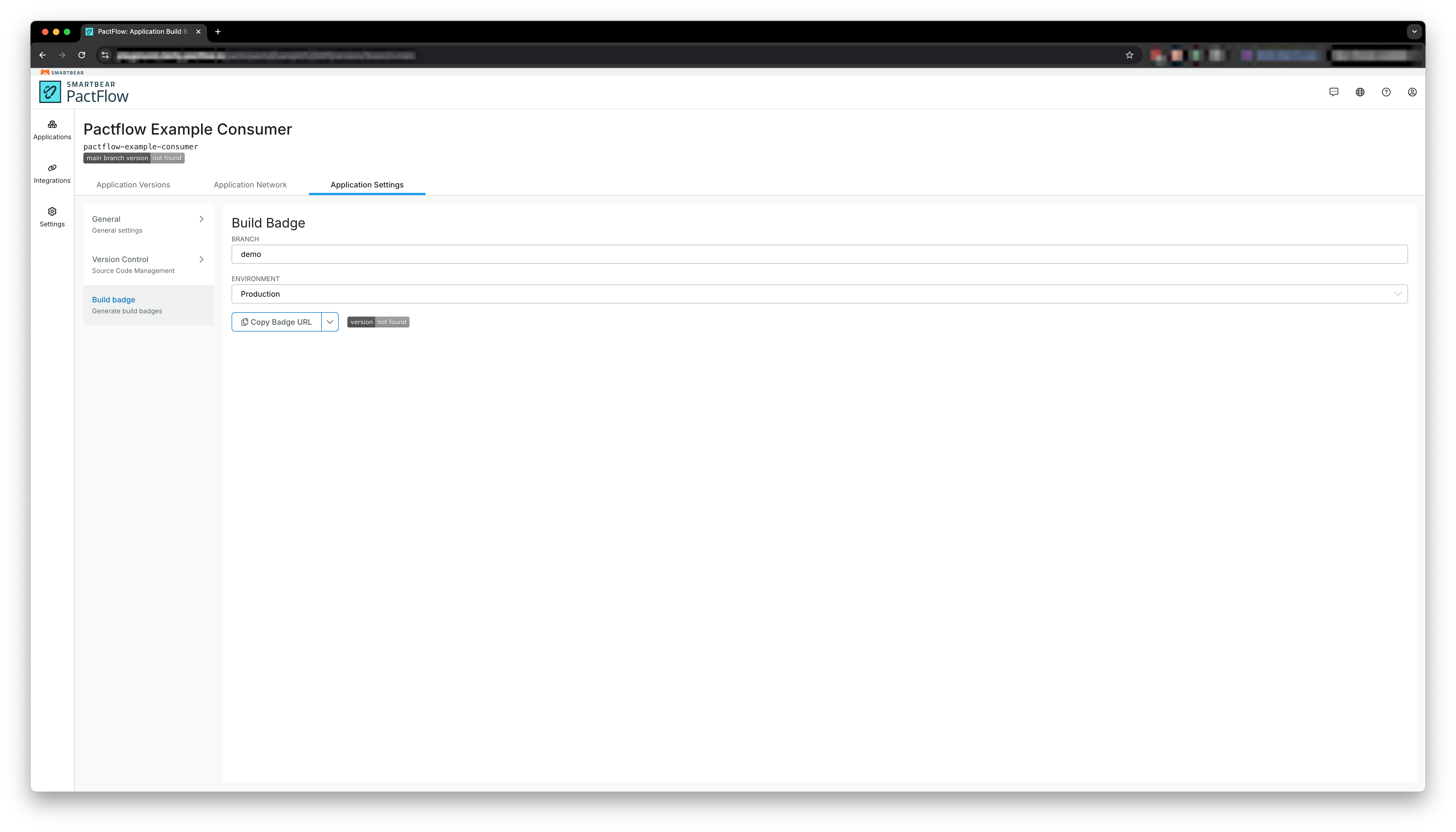 Application – Badge Settings Page