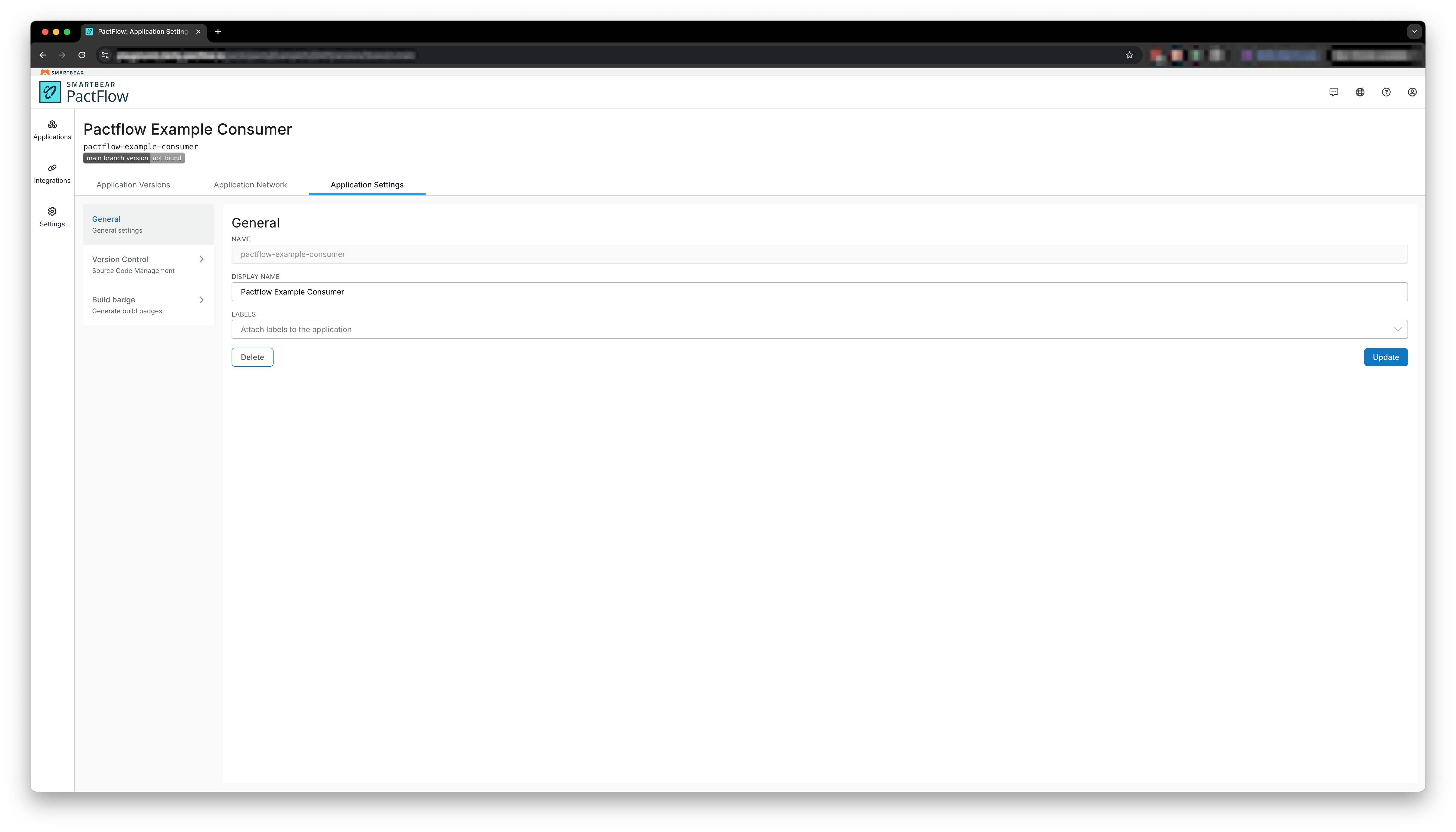 Application – General Settings Page